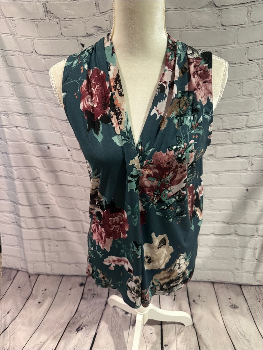 Beacon Blue Floral Sleeveless Blouse